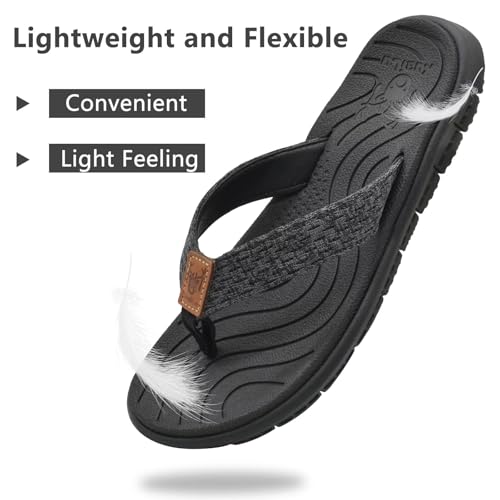 KuaiLu Womens Casual Flip Flops with Comfortable Arch Support Yoga Mat Summer Beach Walking Thong Cushion Sandals Lightweight Flats Non-Slip Shoes Indoor Outdoor