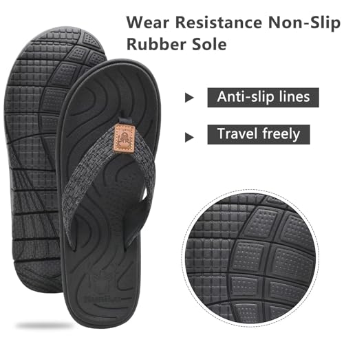 KuaiLu Womens Casual Flip Flops with Comfortable Arch Support Yoga Mat Summer Beach Walking Thong Cushion Sandals Lightweight Flats Non-Slip Shoes Indoor Outdoor