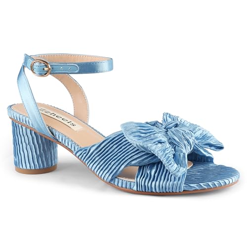 Zzheels Women's Bow-Knot Block-Heel Bridal Sandals