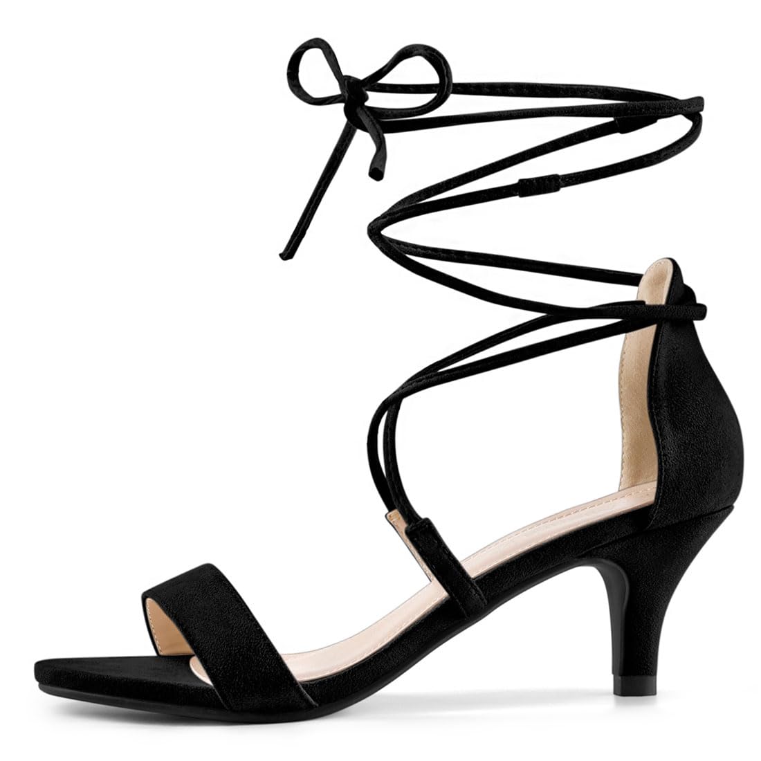 Allegra K Women's Lace-Up Open-Toe Kitten-Heel Sandals