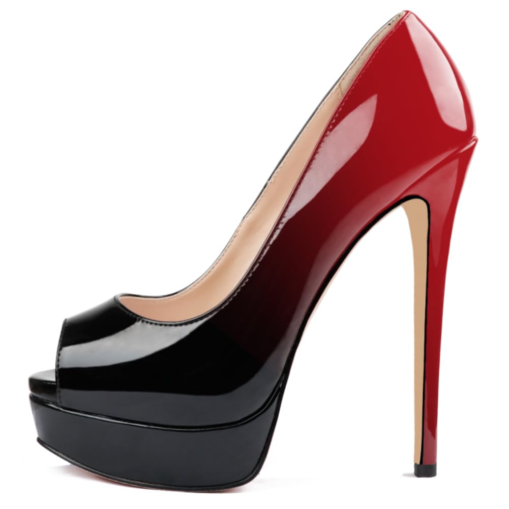 MERUMOTE Women's Peep-Toe Platform Stiletto Pumps