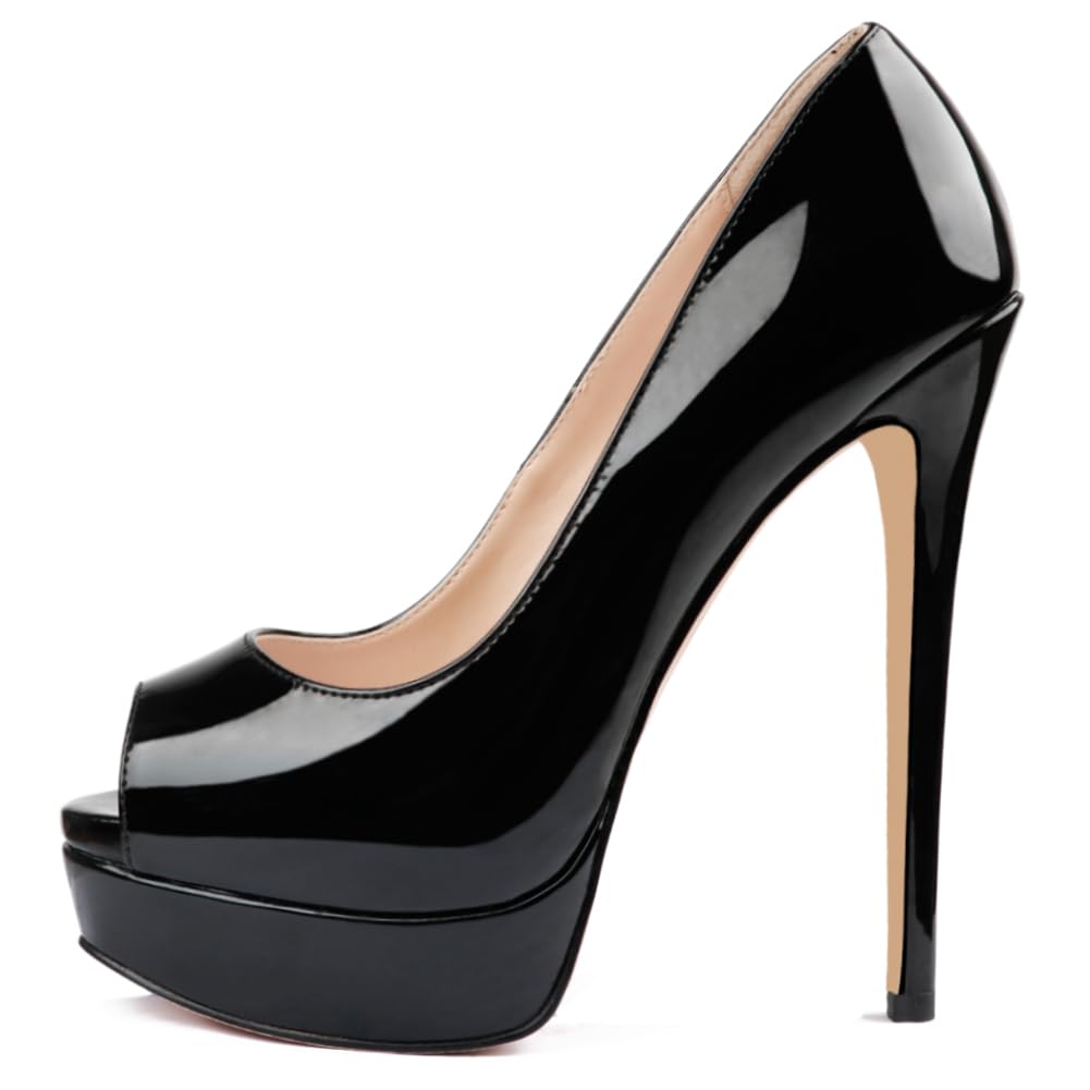 MERUMOTE Women's Peep-Toe Platform Stiletto Pumps