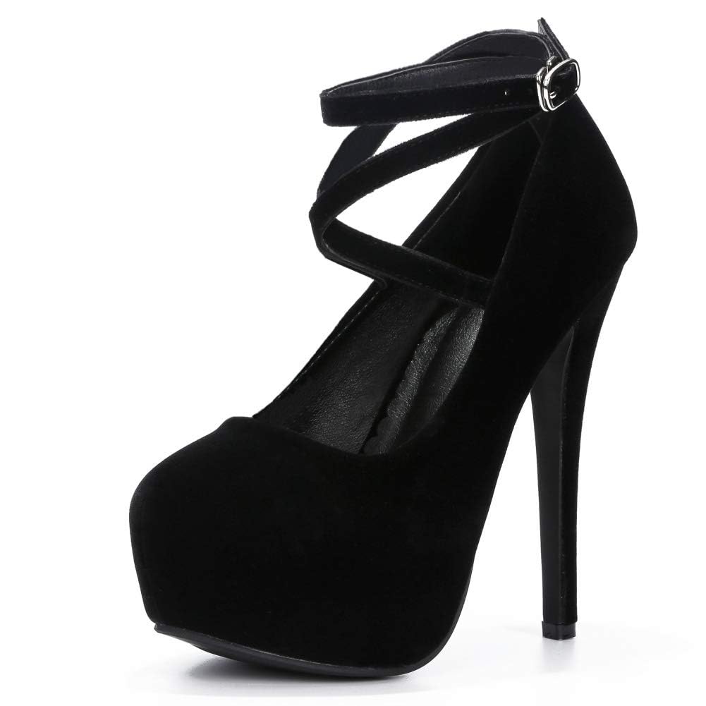 Women's Platform Pumps with Crisscross Ankle Strap