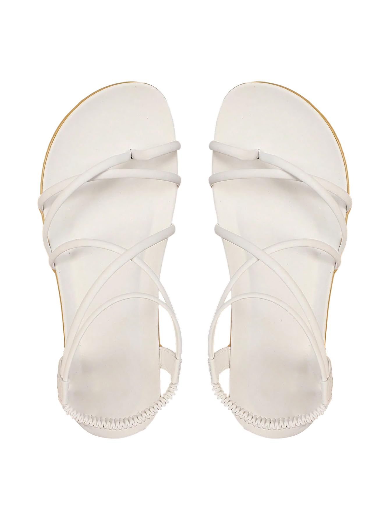 GORGLITTER Women's Strappy Flat Sandals Dressy Open Toe Ankle Strap Summer Beach Thong Slides Vacation Shoes