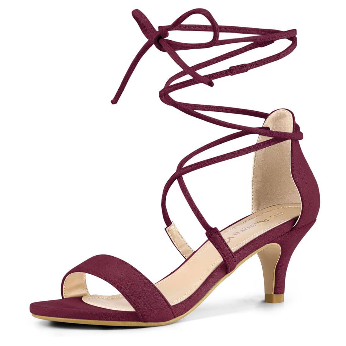 Allegra K Women's Lace-Up Open-Toe Kitten-Heel Sandals