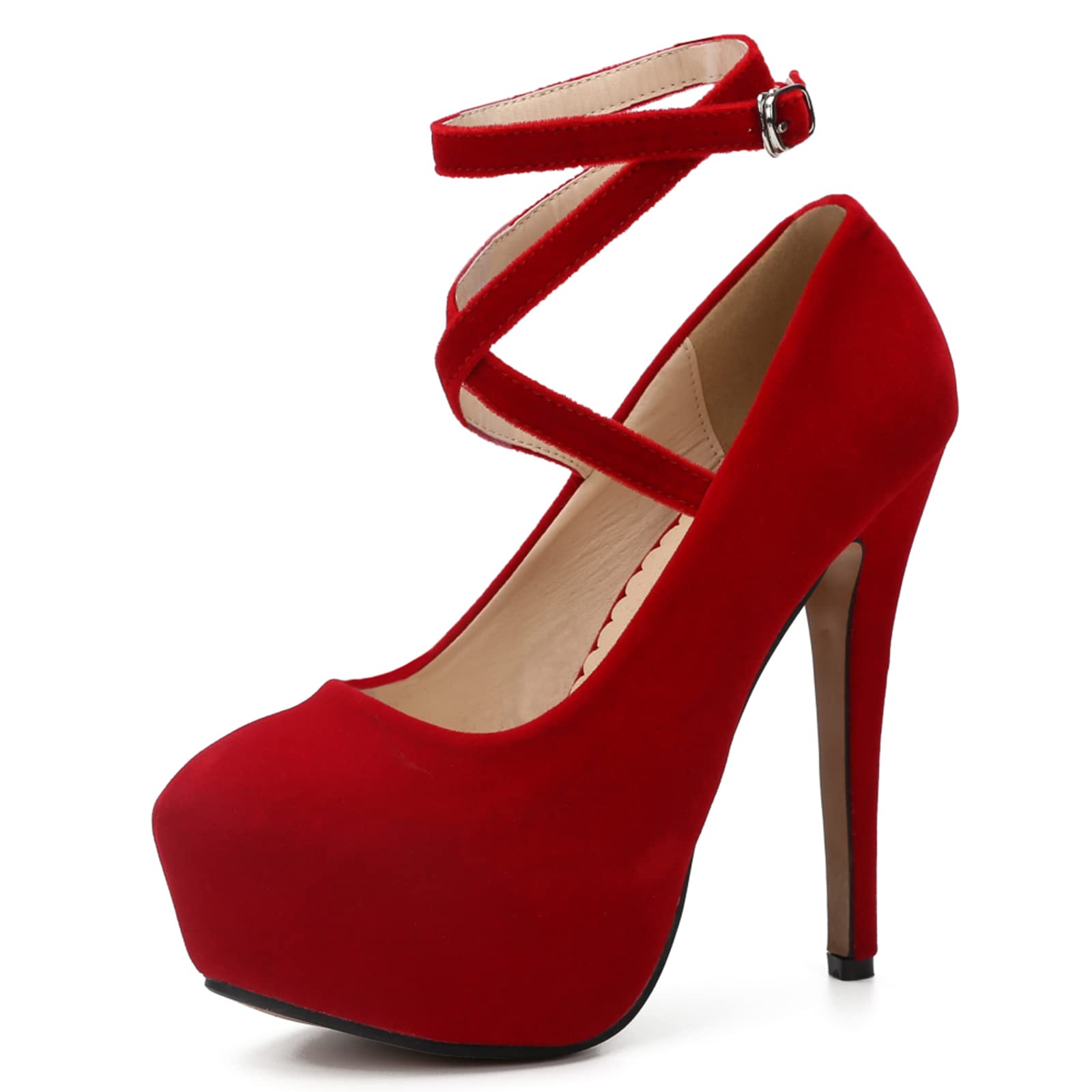 Women's Platform Pumps with Crisscross Ankle Strap