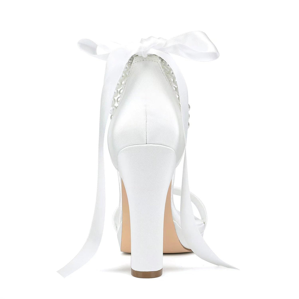 Dilhik Women's Pearl Platform-Heel Bridal Sandals