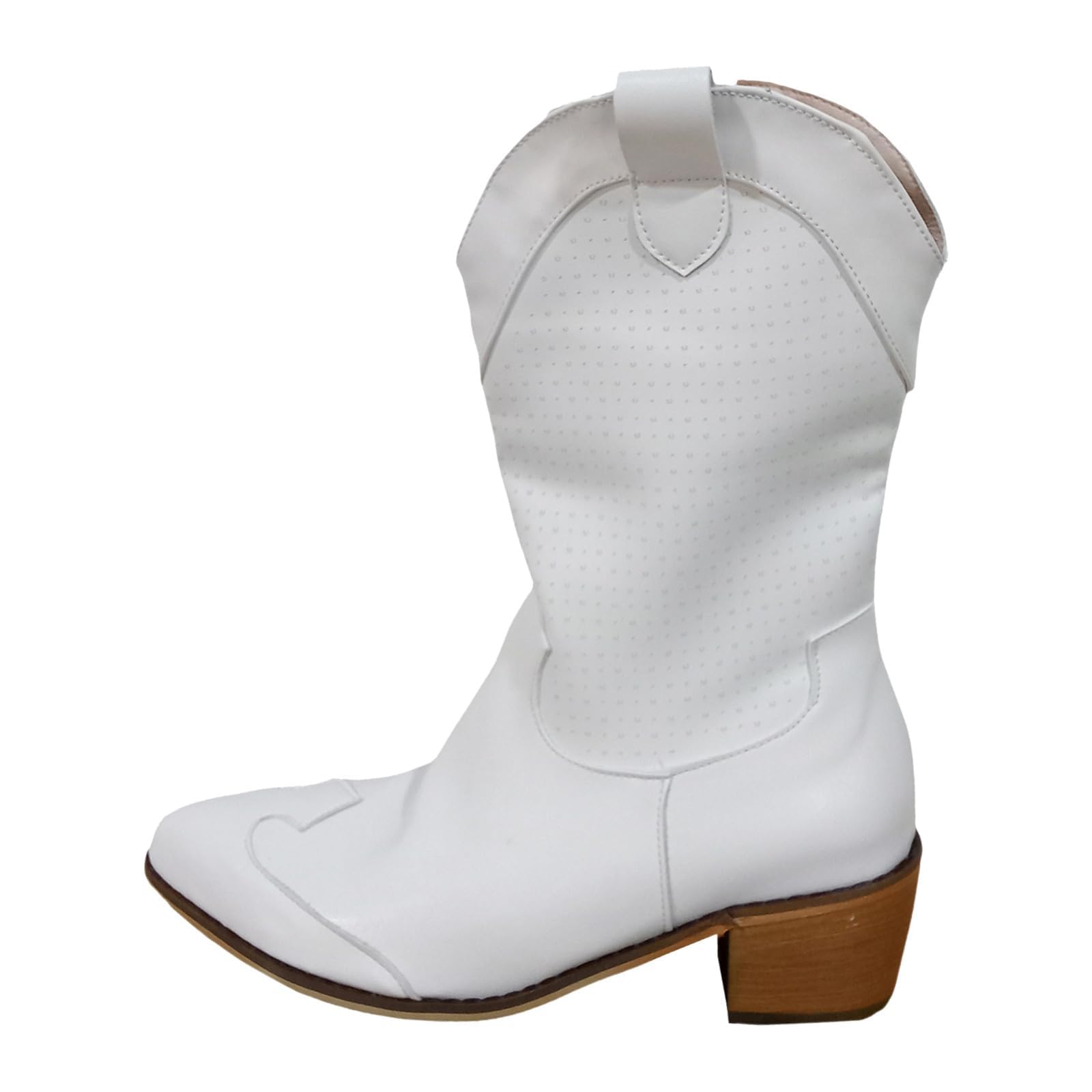 Women's Suede Western Ankle Boots with Low Wooden Heel
