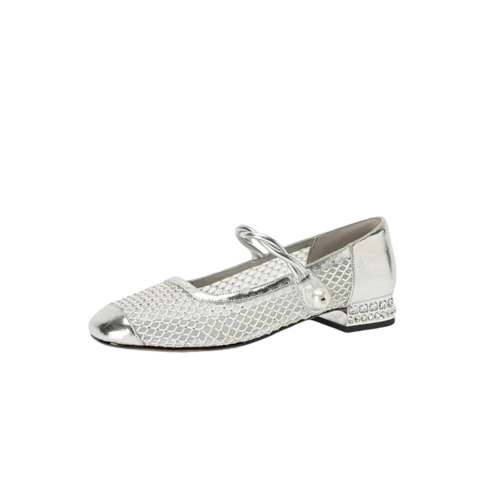 Women's Square Toe Hook and Loop Patchwork Sparkly Detail Formal Casual Low Heel Footwear Flat Shoes