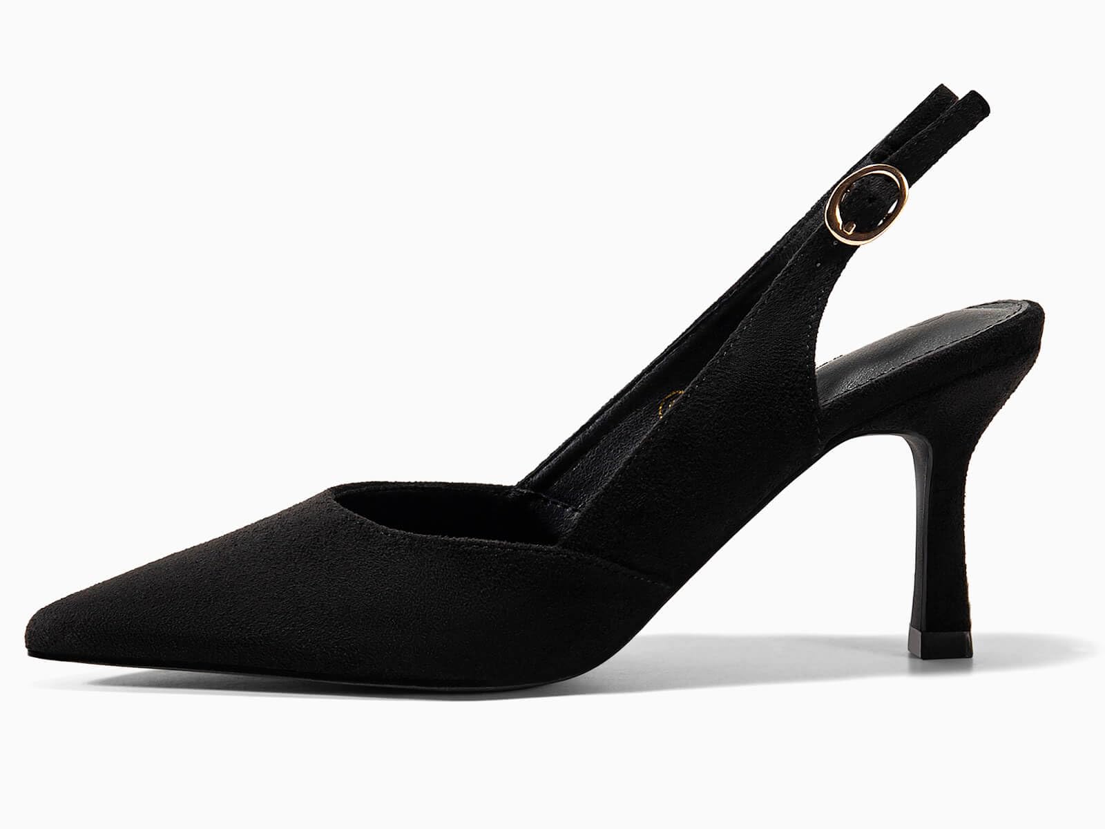 Rilista Women's Pointed-Toe Slingback Kitten-Heel Pumps