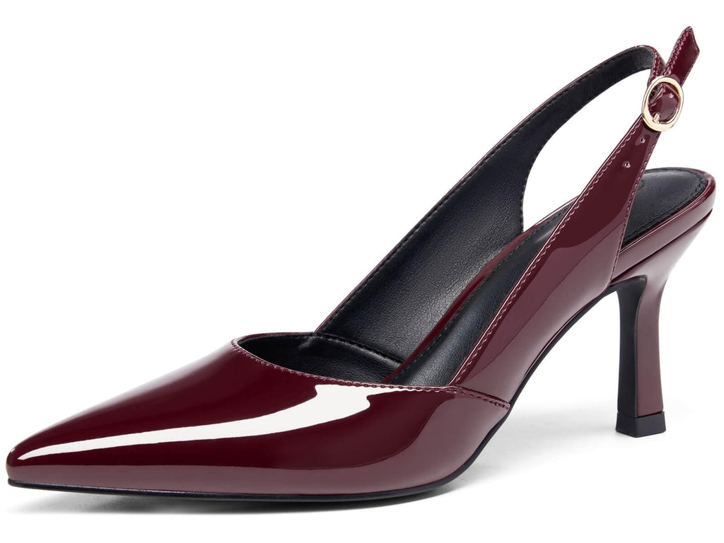 Rilista Women's Pointed-Toe Slingback Kitten-Heel Pumps