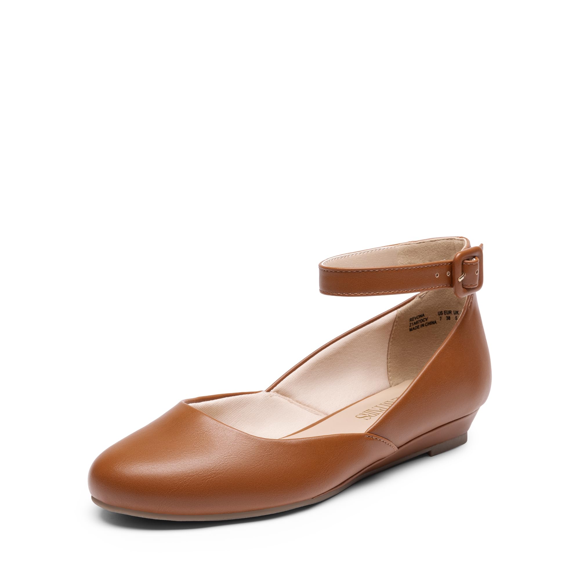 DREAM PAIRS Women's Dress Flats Ballet Low Wedge Round Toe Ankle Strap Comfortable Casual Flats Shoes
