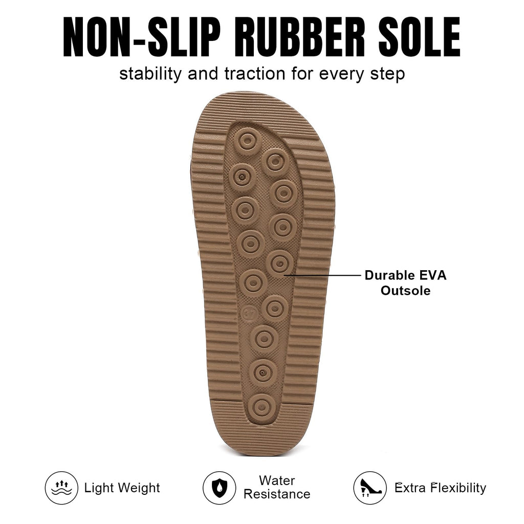 BiuYorBTY Suede Platform Sandals Women, Cork Footbed Espadrille Wedge Lady, Open Toe Chunky Mules, Summer Beach Slip On Shoes, Casual Comfort Slippers, Outdoor Footwear Slides