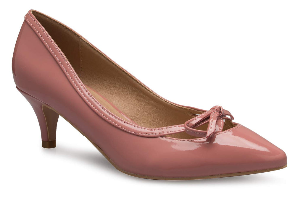 Olivia K Women's D'Orsay Bow Kitten-Heel Pumps
