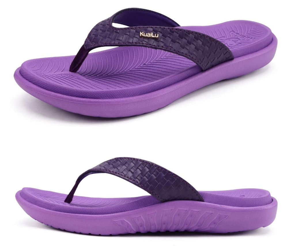 KuaiLu Womens Flip Flops Ladies Yoga Mat Comfortable Walking Thong Sandals With Plantar Fasciitis Arch Support Slip On Indoor Outdoor For Summer
