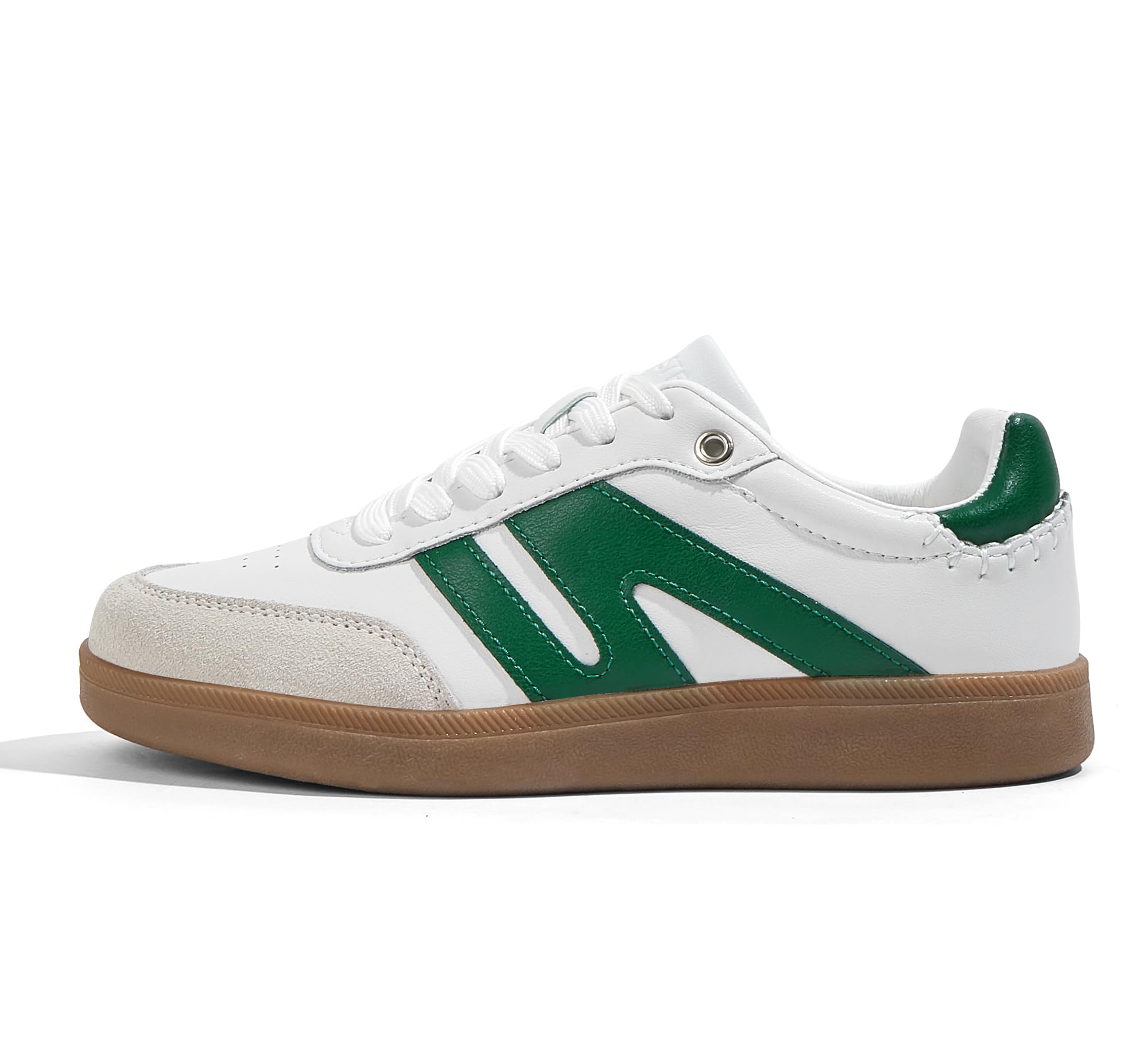 LUCKY STEP Women's Retro Leather Gum-Sole Sneakers