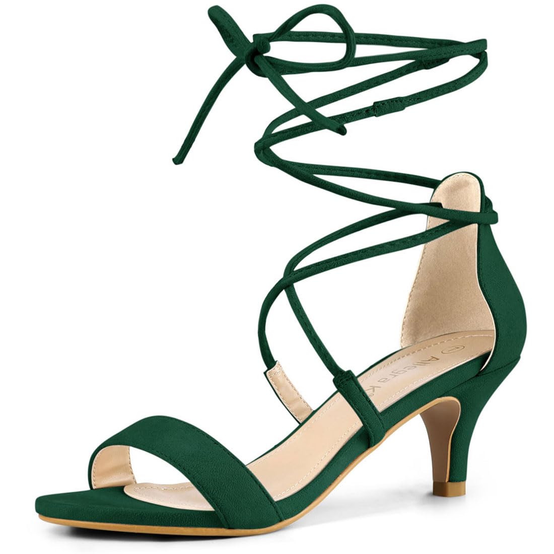 Allegra K Women's Lace-Up Open-Toe Kitten-Heel Sandals