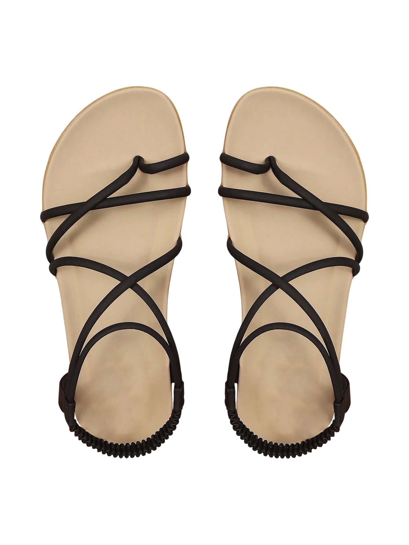 GORGLITTER Women's Strappy Flat Sandals Dressy Open Toe Ankle Strap Summer Beach Thong Slides Vacation Shoes