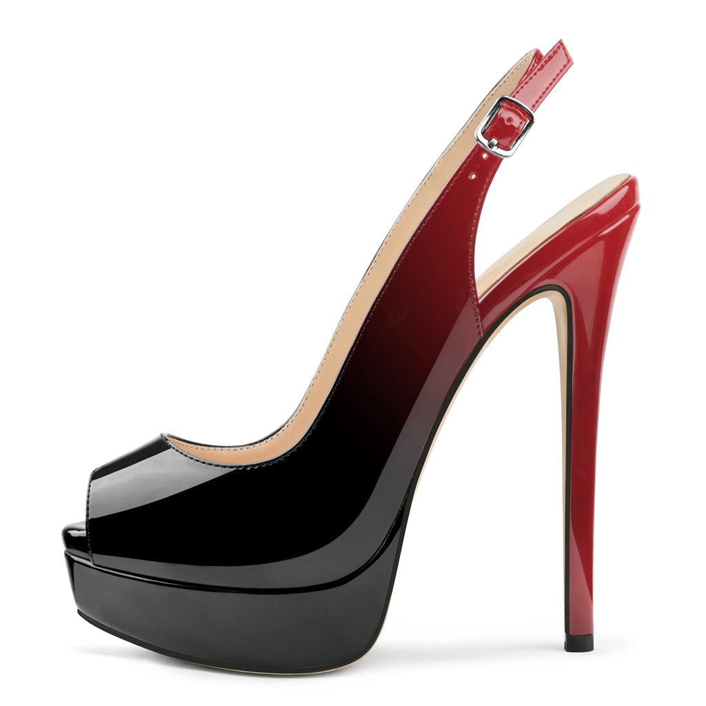 MERUMOTE Women's Peep-Toe Platform Stiletto Pumps