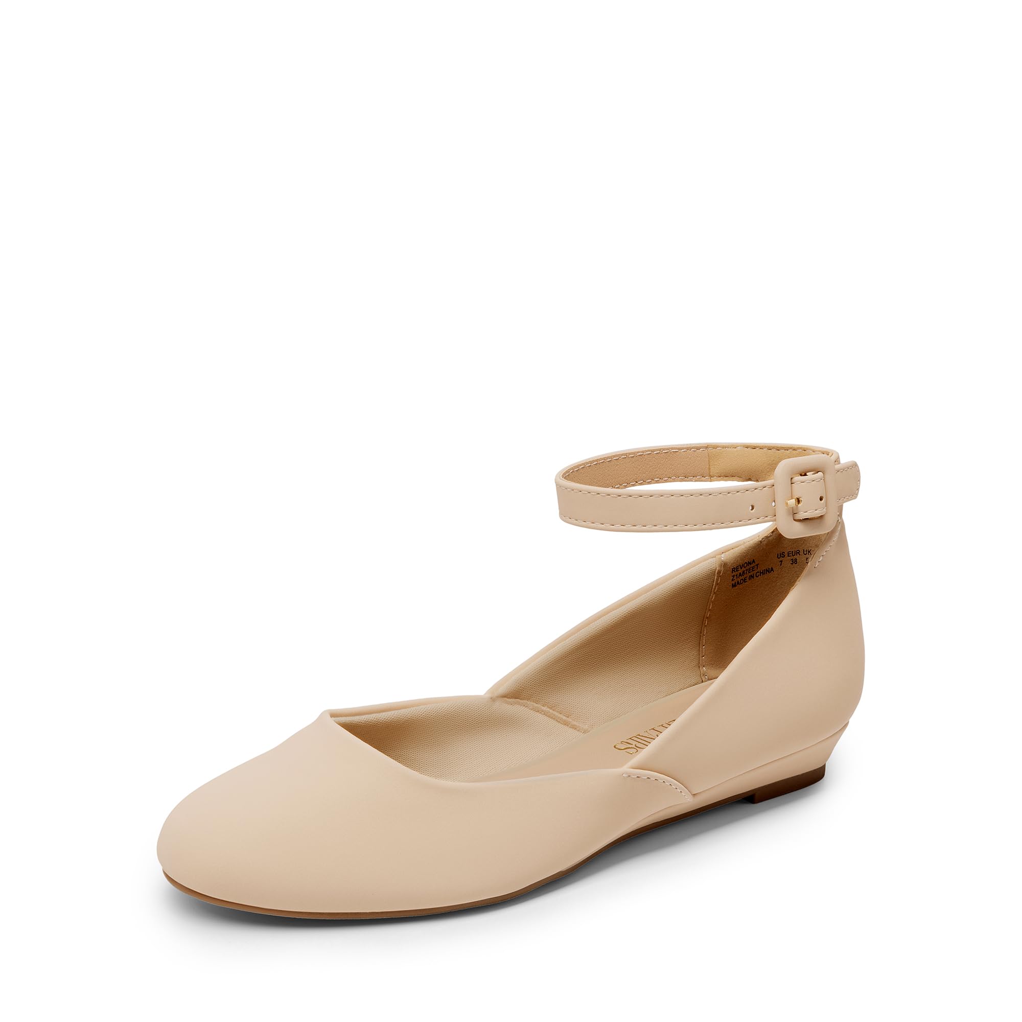DREAM PAIRS Women's Dress Flats Ballet Low Wedge Round Toe Ankle Strap Comfortable Casual Flats Shoes