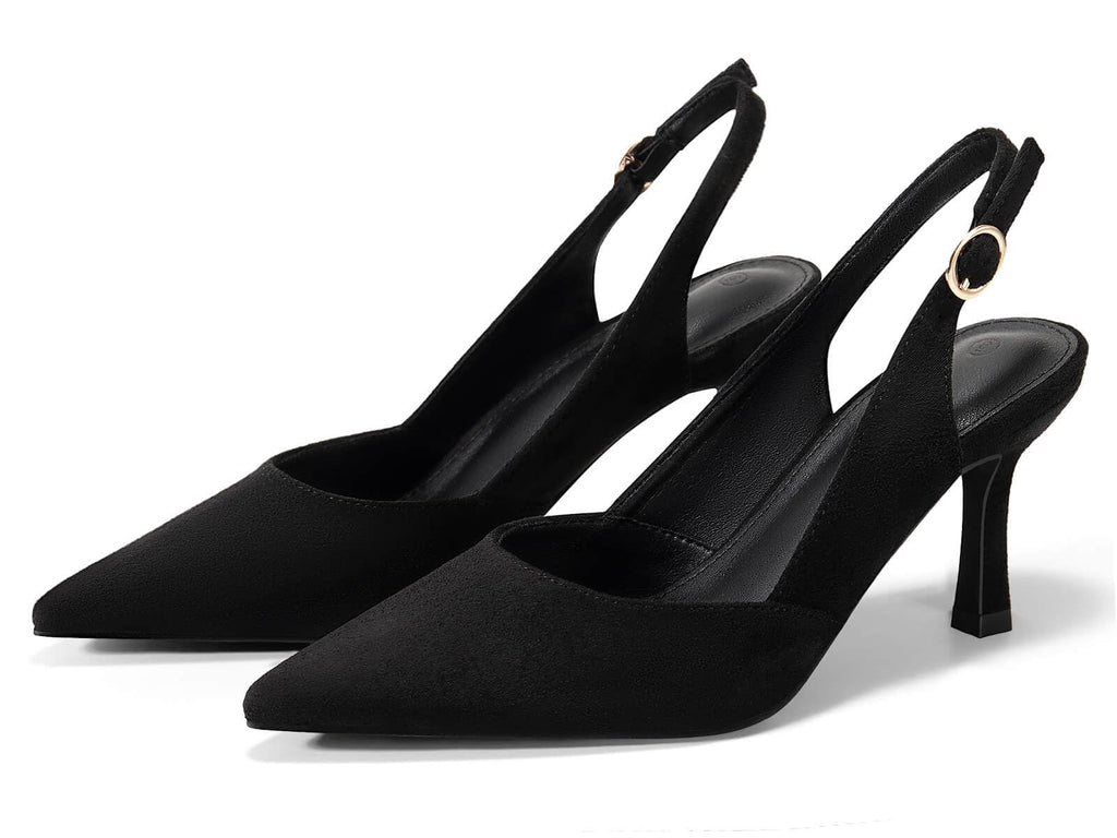 Rilista Women's Pointed-Toe Slingback Kitten-Heel Pumps