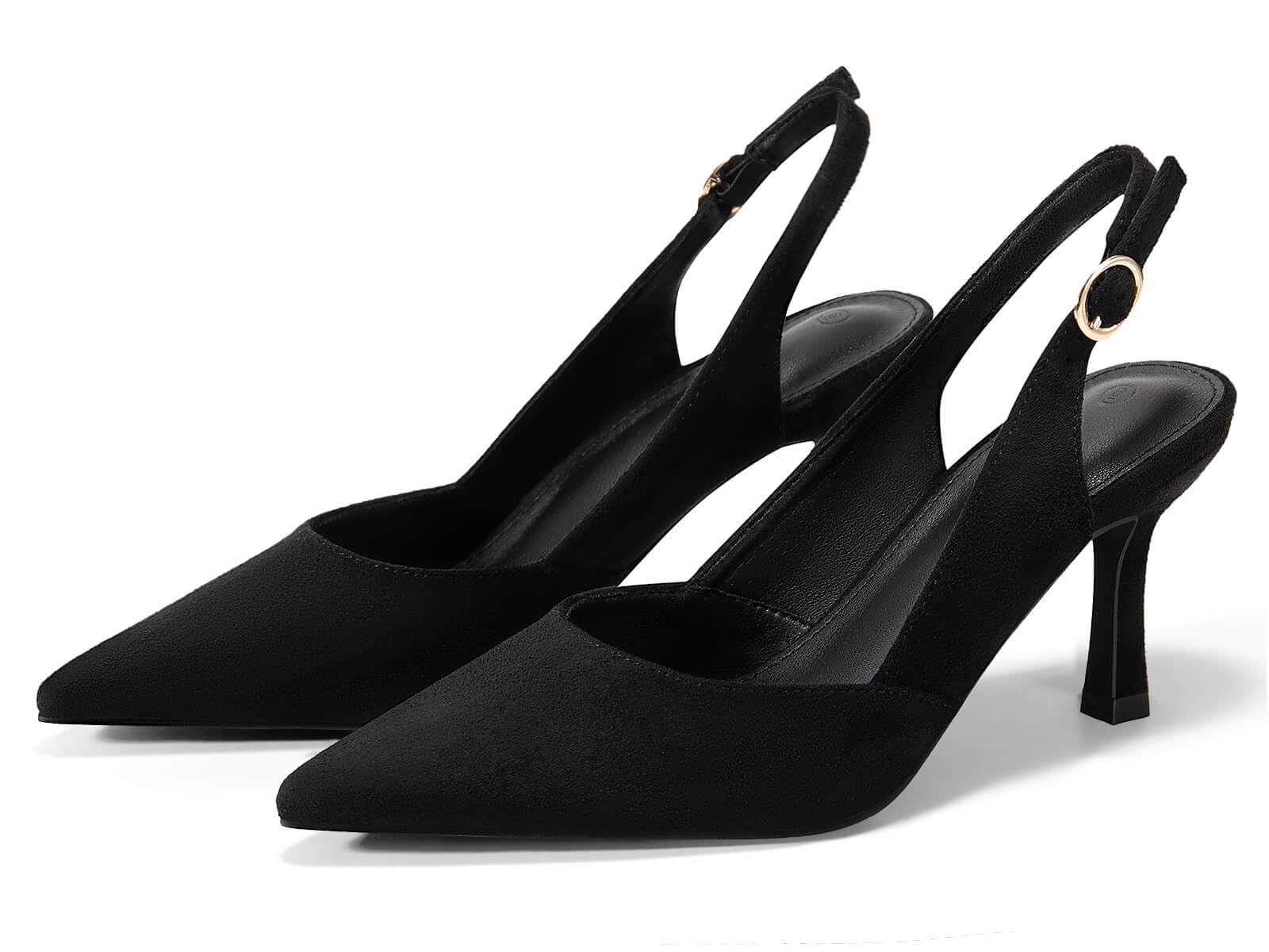 Rilista Women's Pointed-Toe Slingback Kitten-Heel Pumps