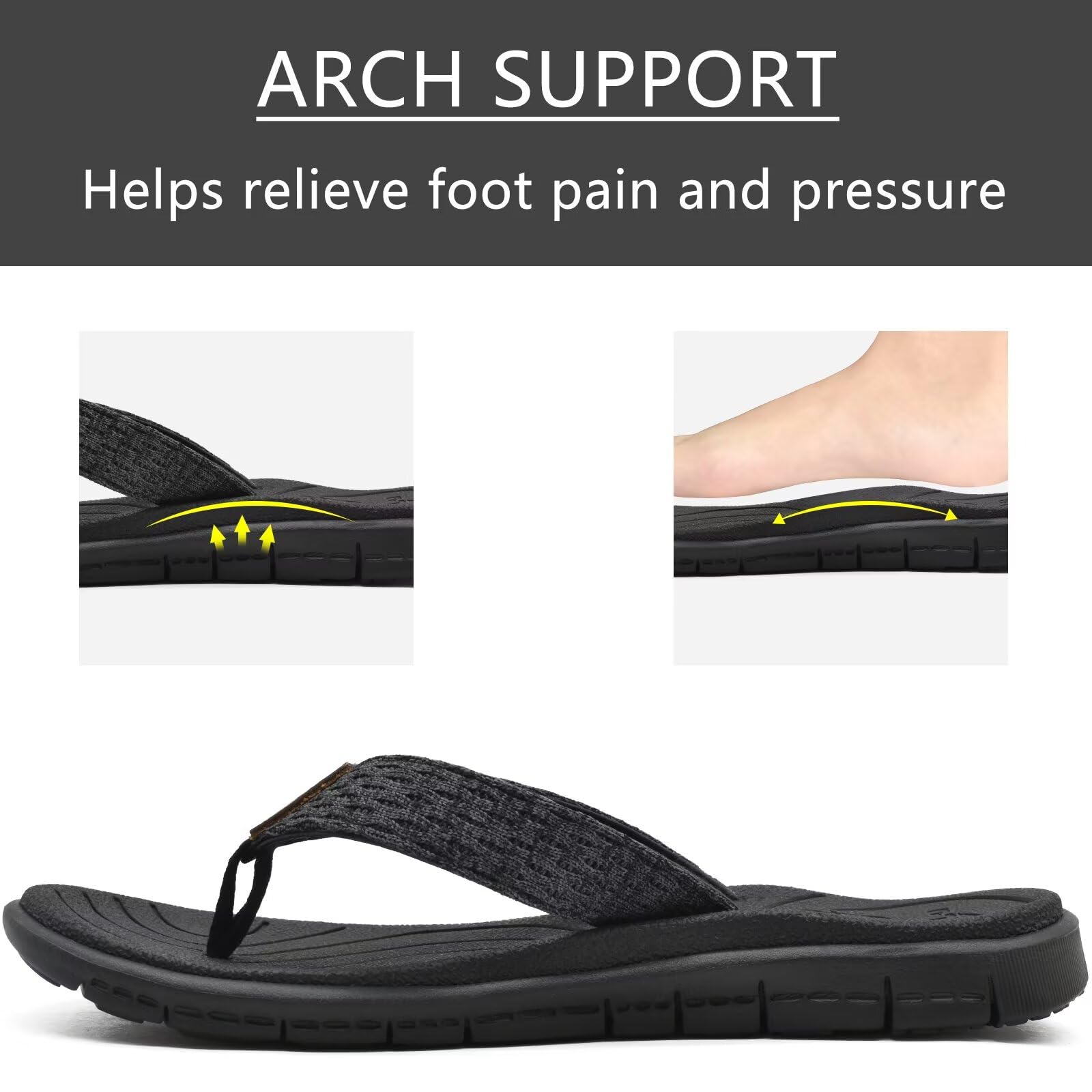 KuaiLu Womens Casual Flip Flops with Comfortable Arch Support Yoga Mat Summer Beach Walking Thong Cushion Sandals Lightweight Flats Non-Slip Shoes Indoor Outdoor