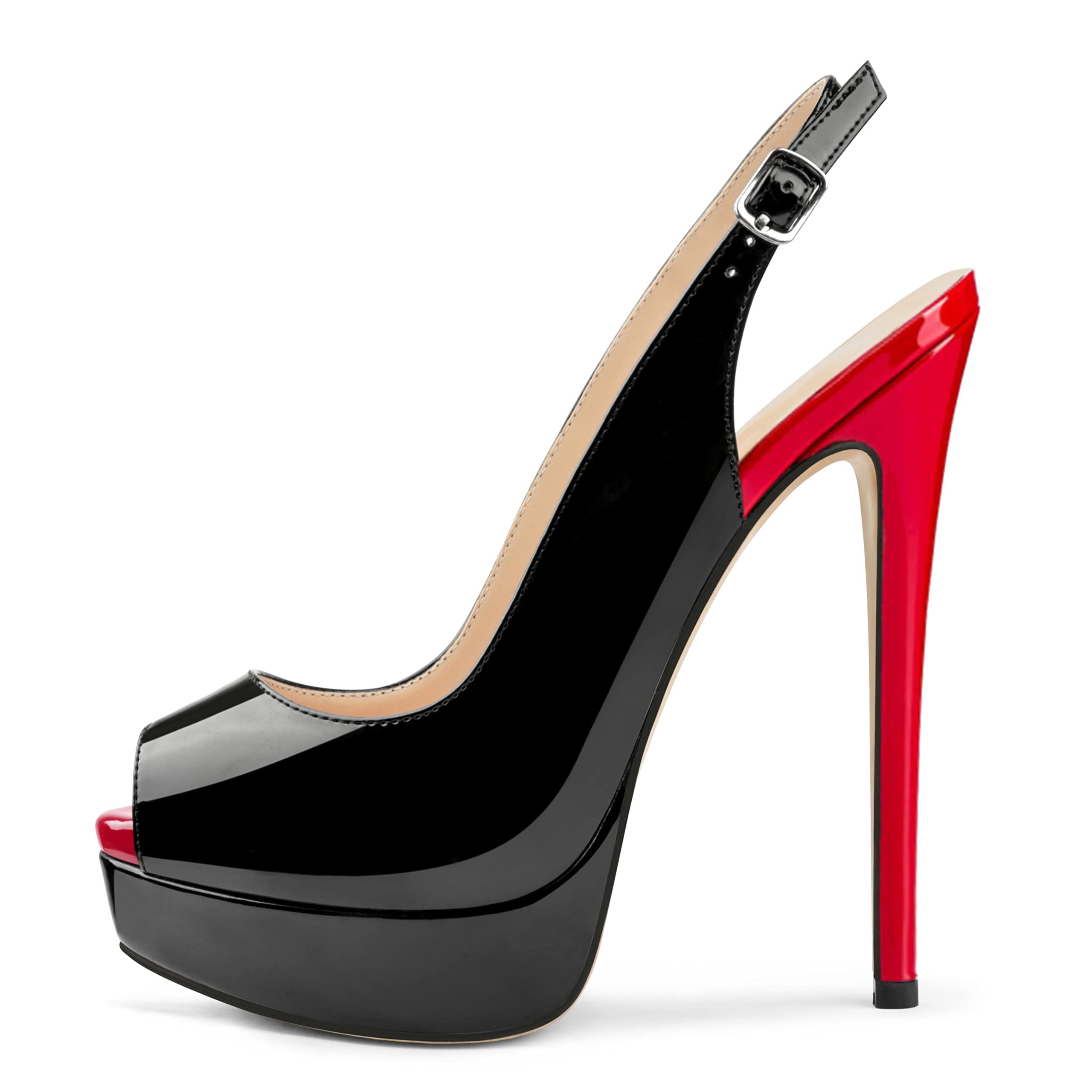 MERUMOTE Women's Peep-Toe Platform Stiletto Pumps