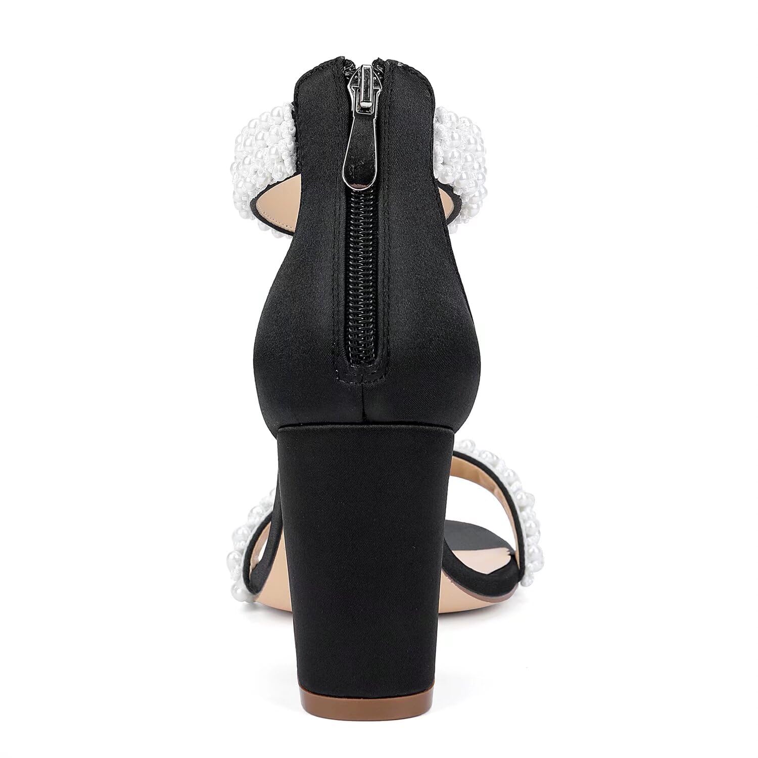 Winflag Women's Pearl Block-Heel Bridal Sandals