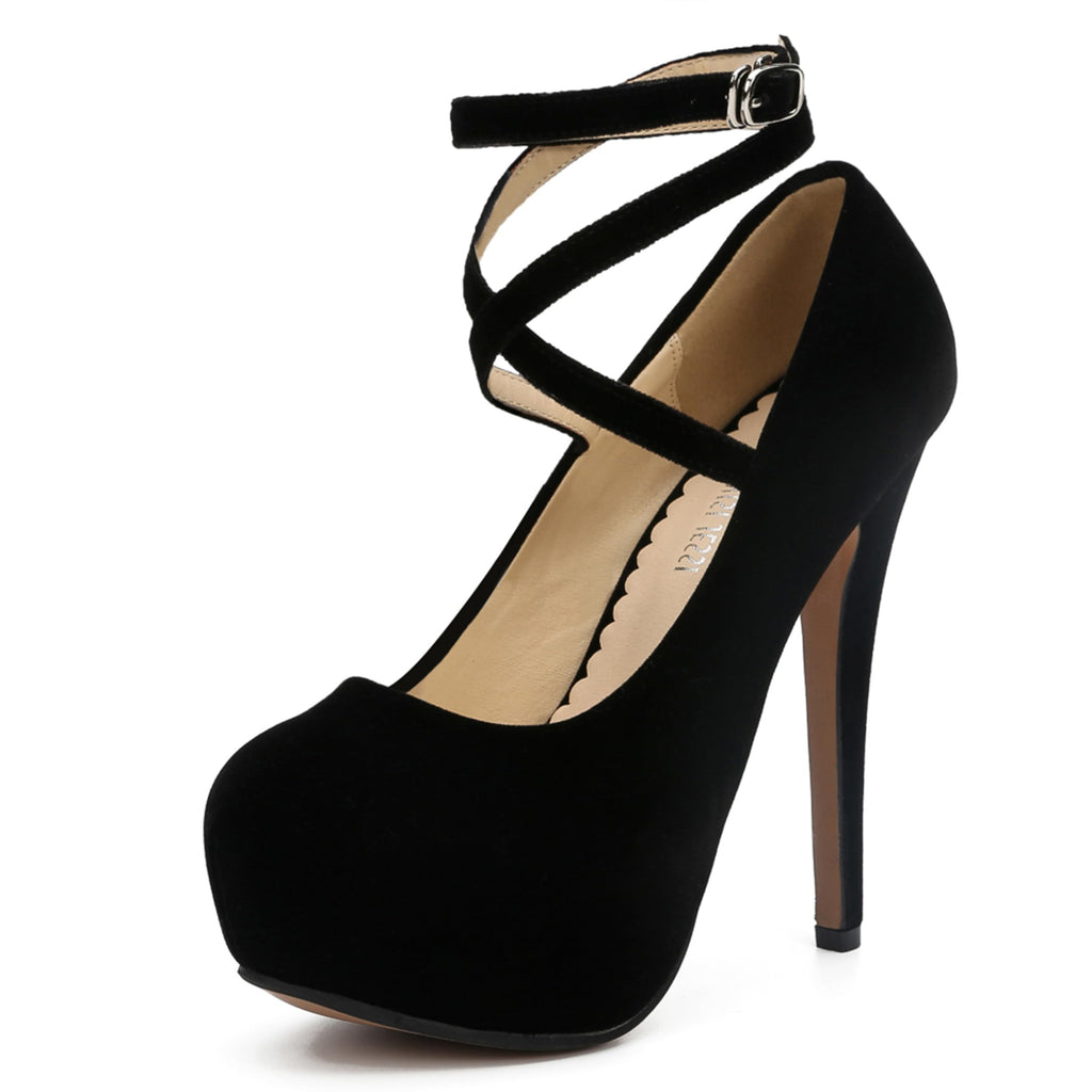 Women's Platform Pumps with Crisscross Ankle Strap