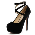 Women's Platform Pumps with Crisscross Ankle Strap