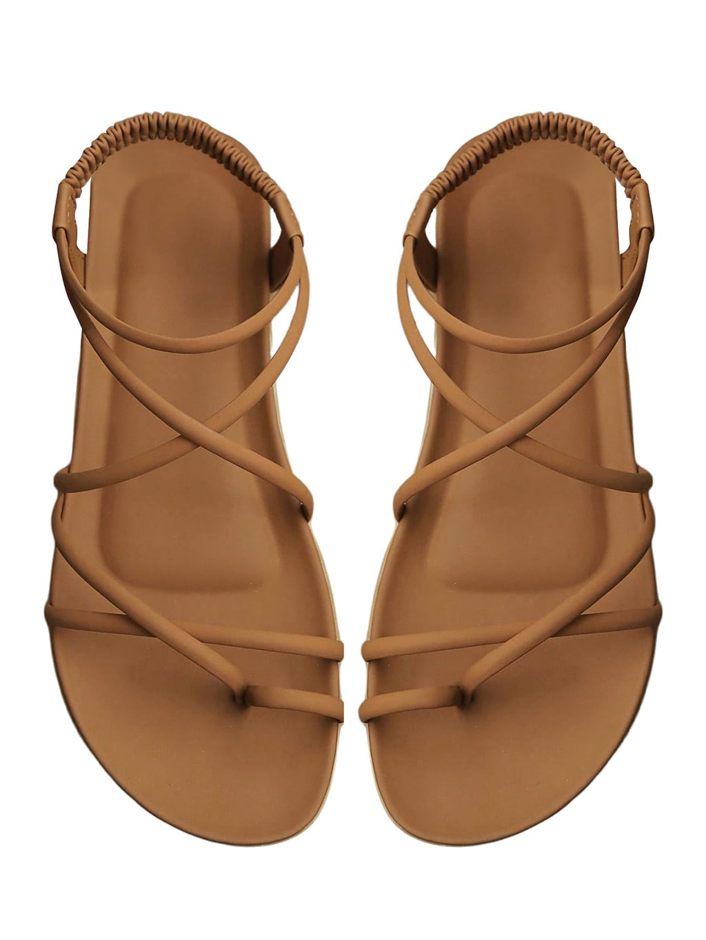 GORGLITTER Women's Strappy Flat Sandals Dressy Open Toe Ankle Strap Summer Beach Thong Slides Vacation Shoes