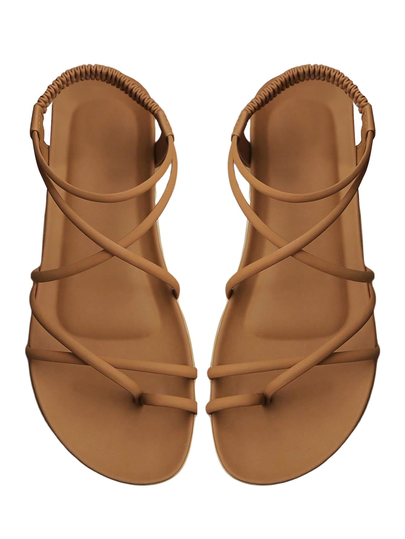 GORGLITTER Women's Strappy Flat Sandals Dressy Open Toe Ankle Strap Summer Beach Thong Slides Vacation Shoes