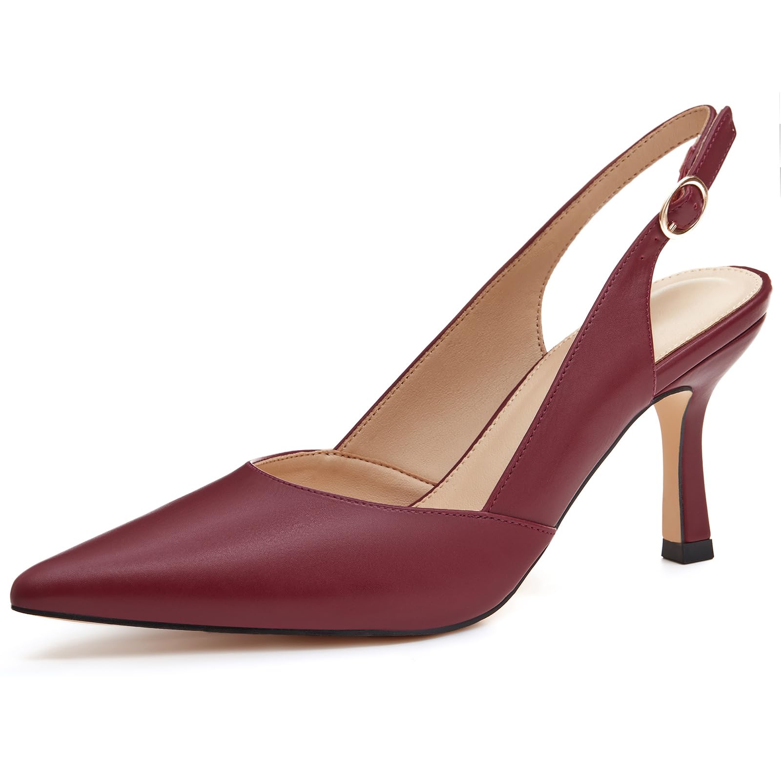 Rilista Women's Pointed-Toe Slingback Kitten-Heel Pumps