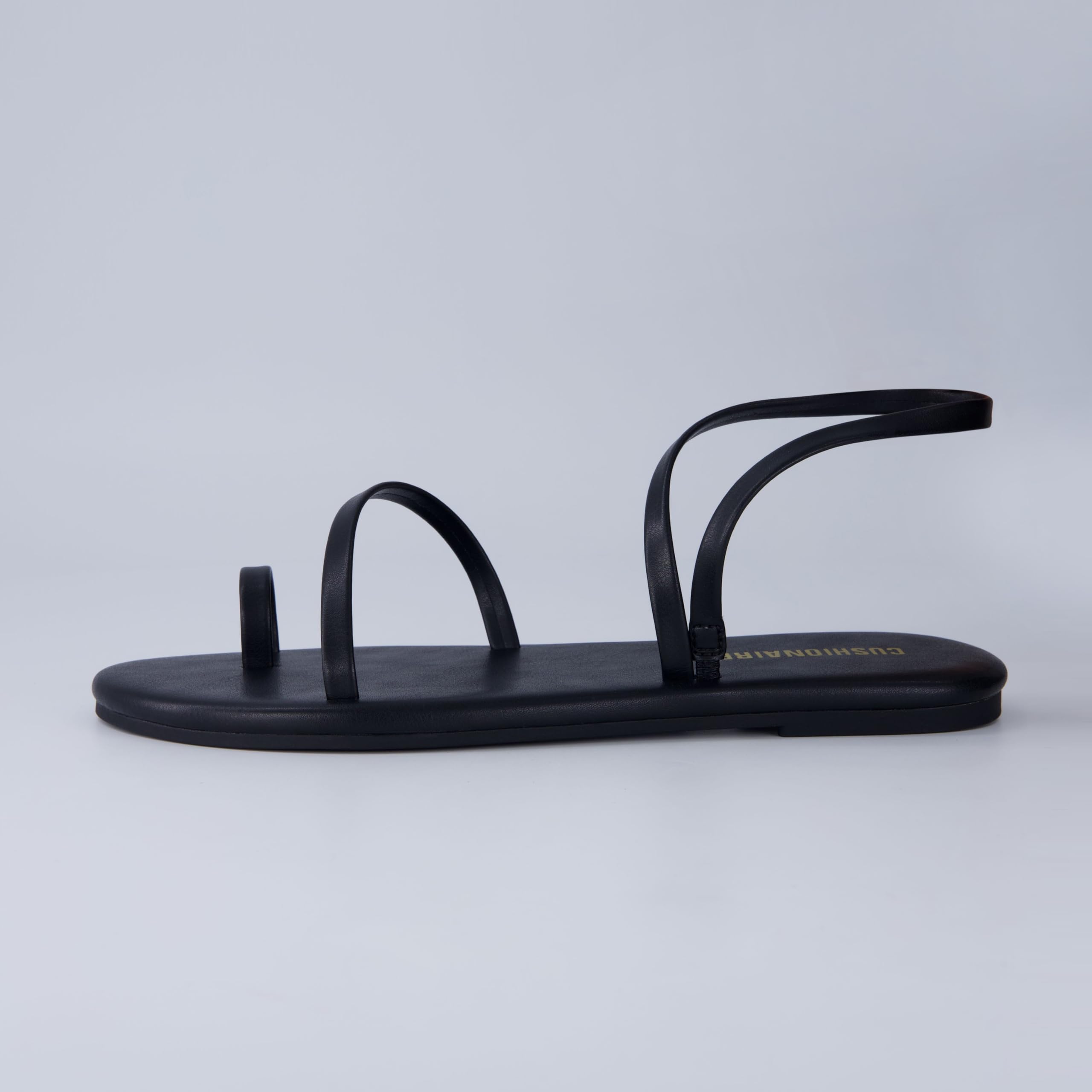 CUSHIONAIRE CHAI Flat Strappy Sandals for Women, Comfortable Dressy Summer Slip-On Sandal with Memory Foam