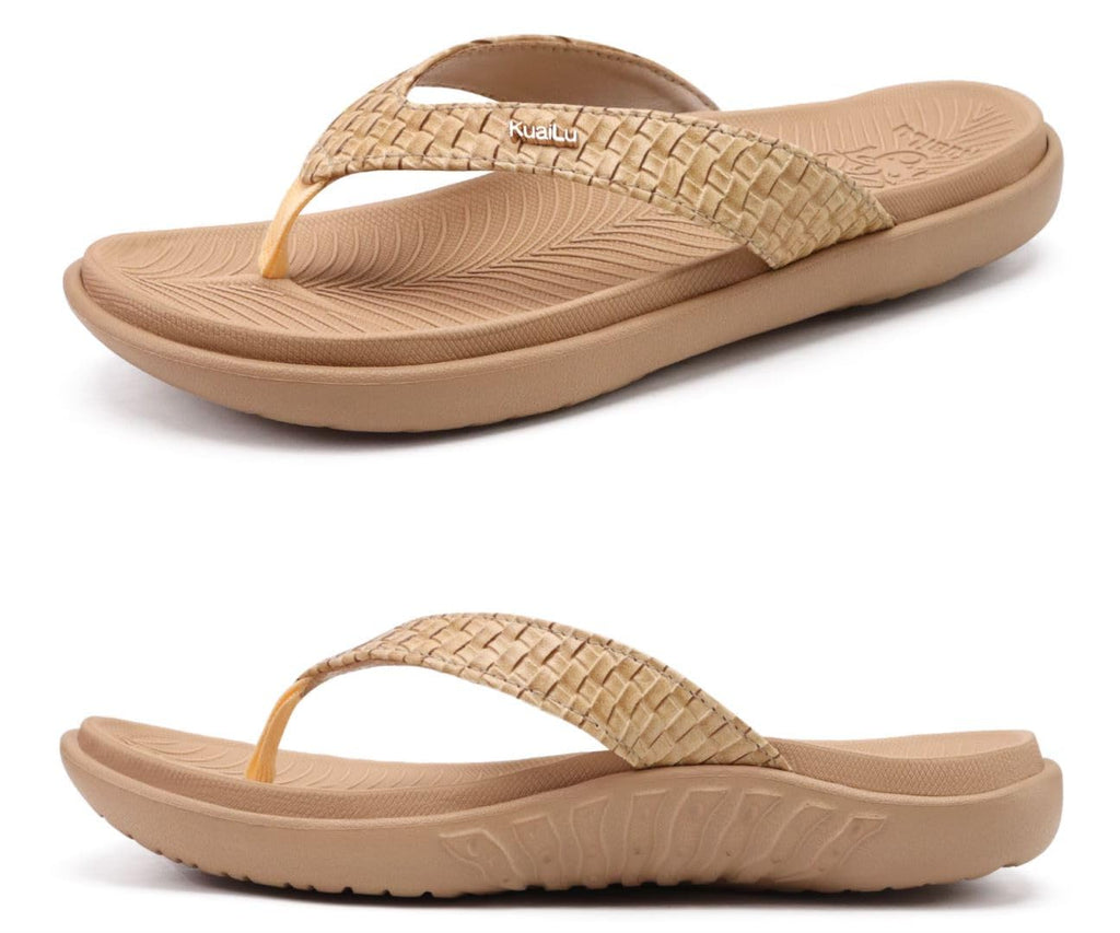 KuaiLu Womens Flip Flops Ladies Yoga Mat Comfortable Walking Thong Sandals With Plantar Fasciitis Arch Support Slip On Indoor Outdoor For Summer