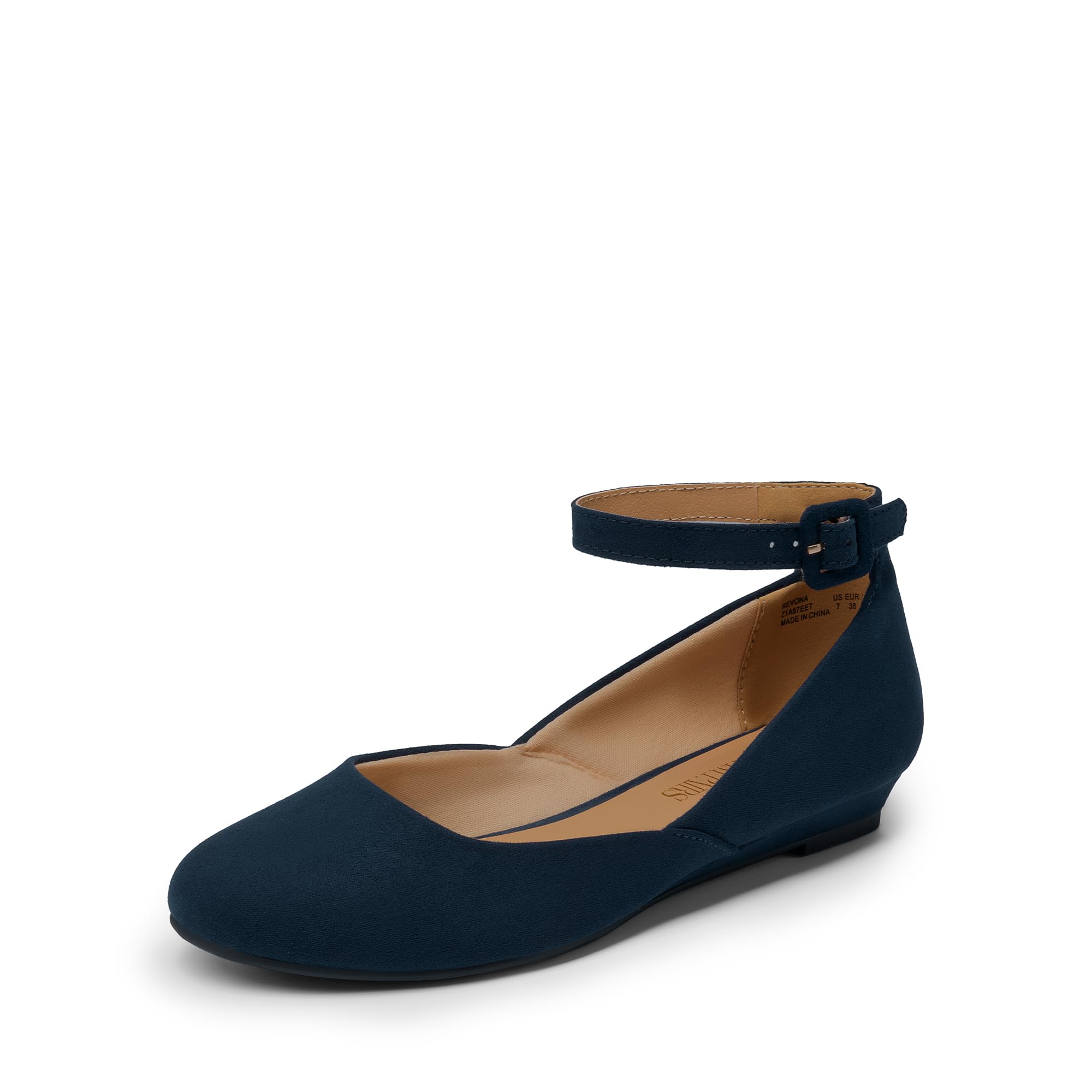 DREAM PAIRS Women's Dress Flats Ballet Low Wedge Round Toe Ankle Strap Comfortable Casual Flats Shoes