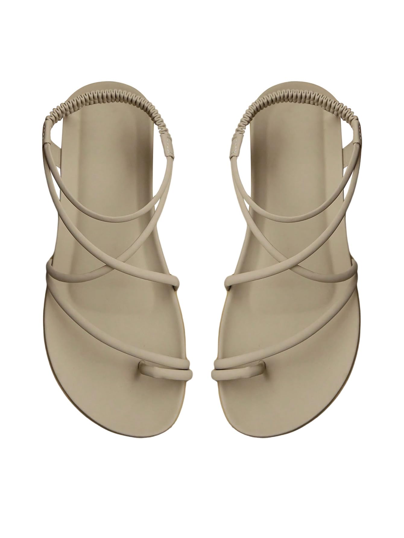 GORGLITTER Women's Strappy Flat Sandals Dressy Open Toe Ankle Strap Summer Beach Thong Slides Vacation Shoes