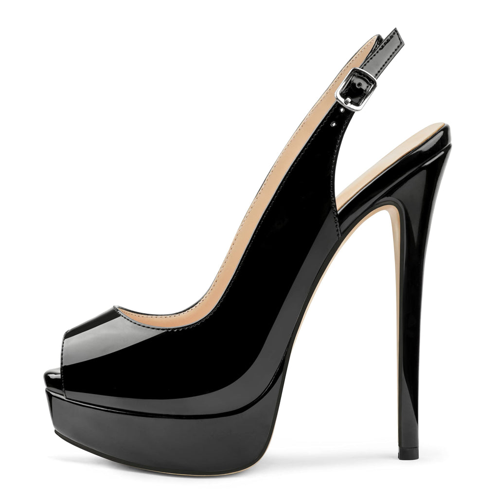 MERUMOTE Women's Peep-Toe Platform Stiletto Pumps