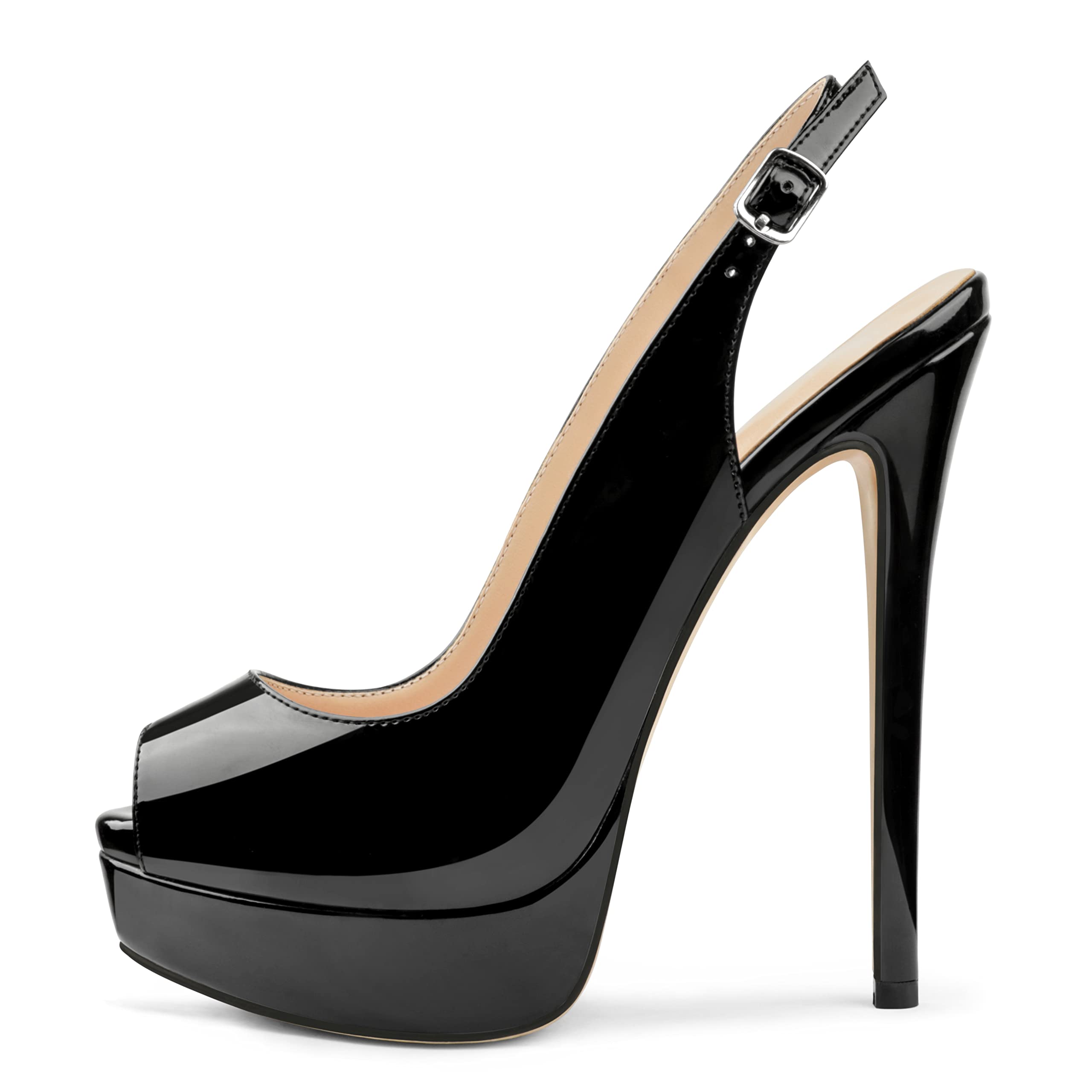 MERUMOTE Women's Peep-Toe Platform Stiletto Pumps
