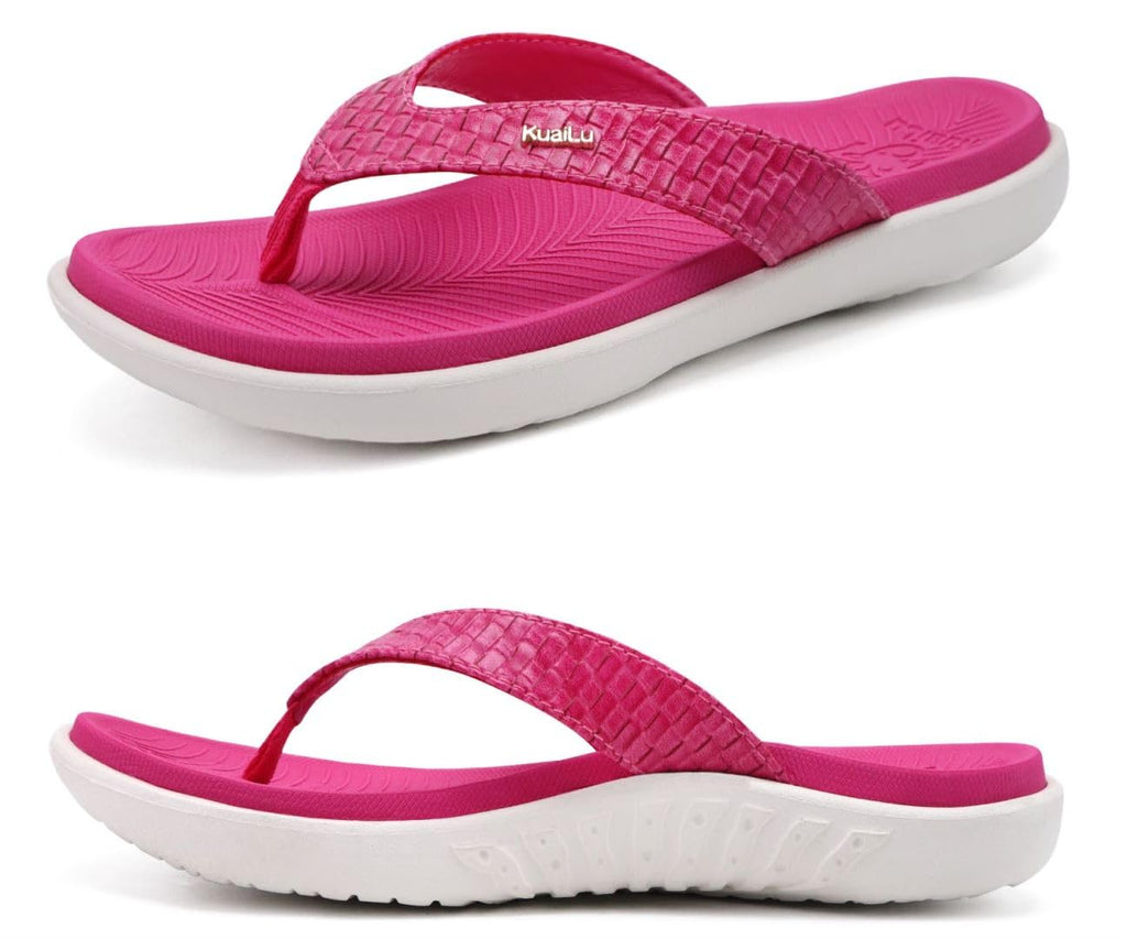 KuaiLu Womens Flip Flops Ladies Yoga Mat Comfortable Walking Thong Sandals With Plantar Fasciitis Arch Support Slip On Indoor Outdoor For Summer