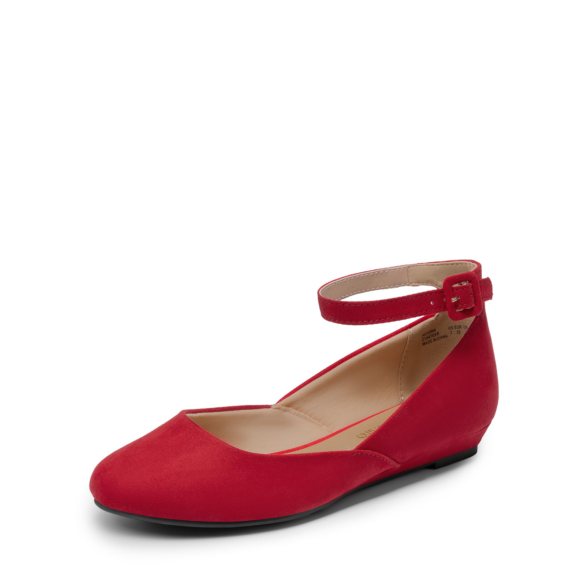 DREAM PAIRS Women's Dress Flats Ballet Low Wedge Round Toe Ankle Strap Comfortable Casual Flats Shoes