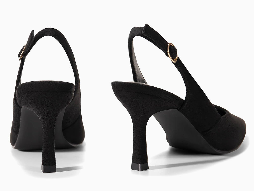 Rilista Women's Pointed-Toe Slingback Kitten-Heel Pumps