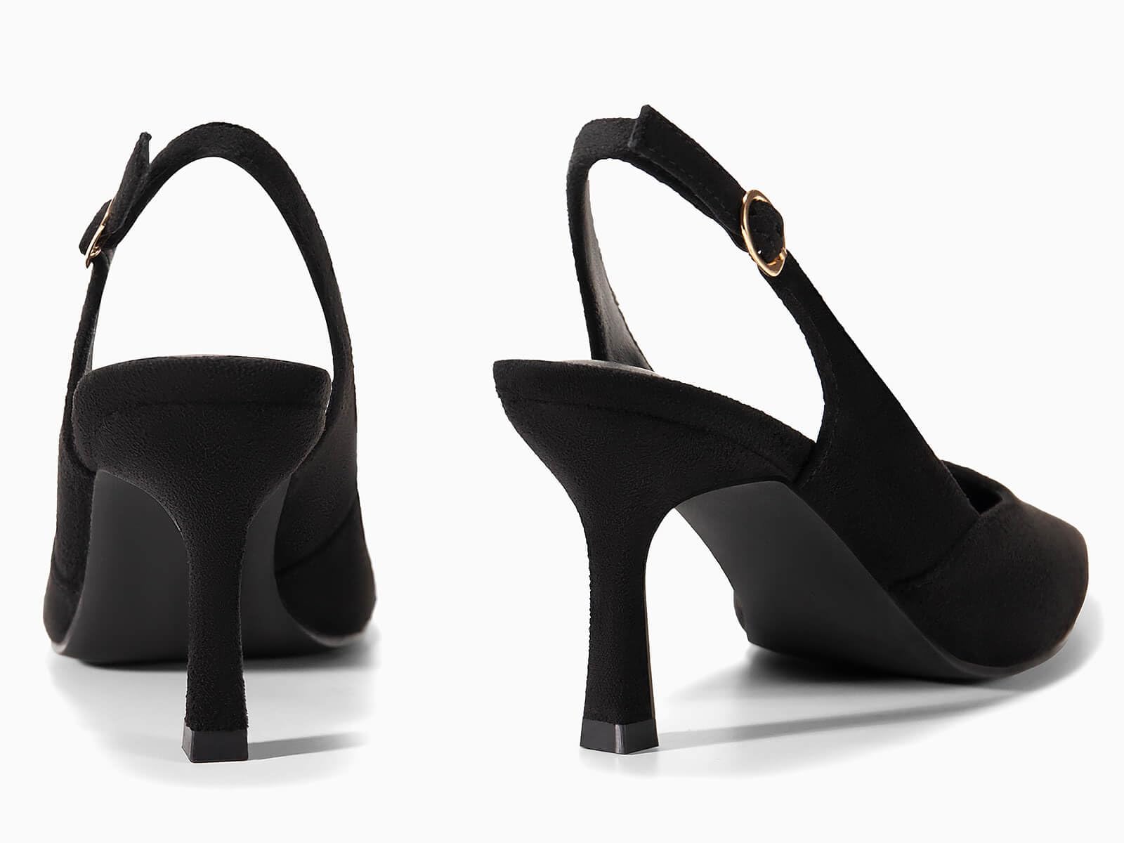 Rilista Women's Pointed-Toe Slingback Kitten-Heel Pumps