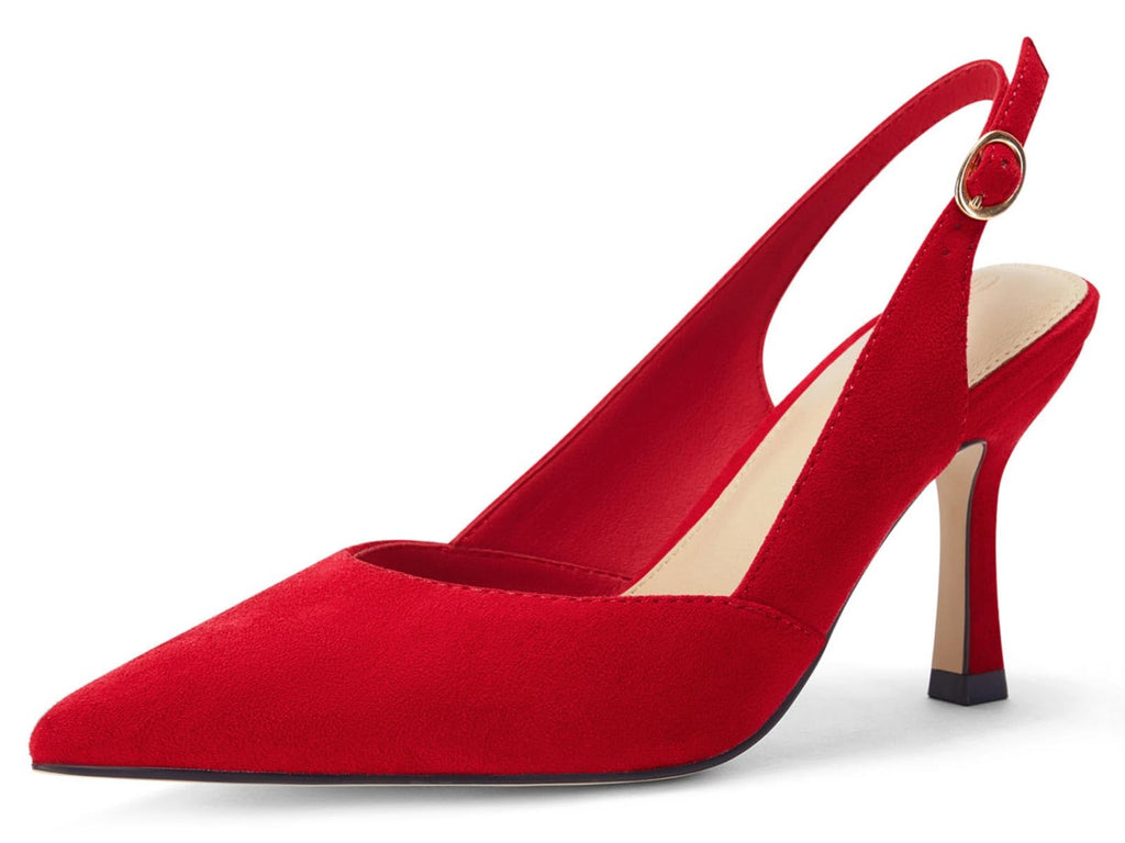 Rilista Women's Pointed-Toe Slingback Kitten-Heel Pumps