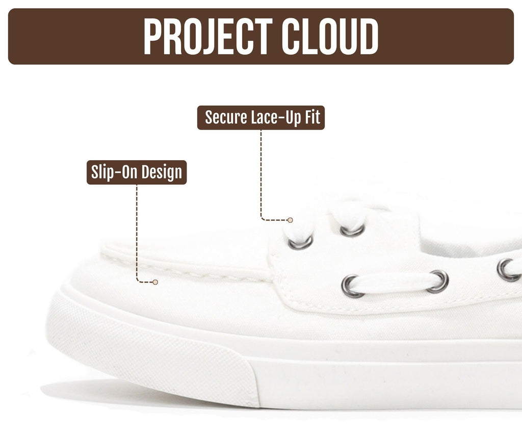 Project Cloud Canvas Sneakers for Women - Memory Foam Slip On Shoes Women Footwear - Lightweight and Non Slip Fashion Sneakers (Seasalt, Whit, 8.5) White