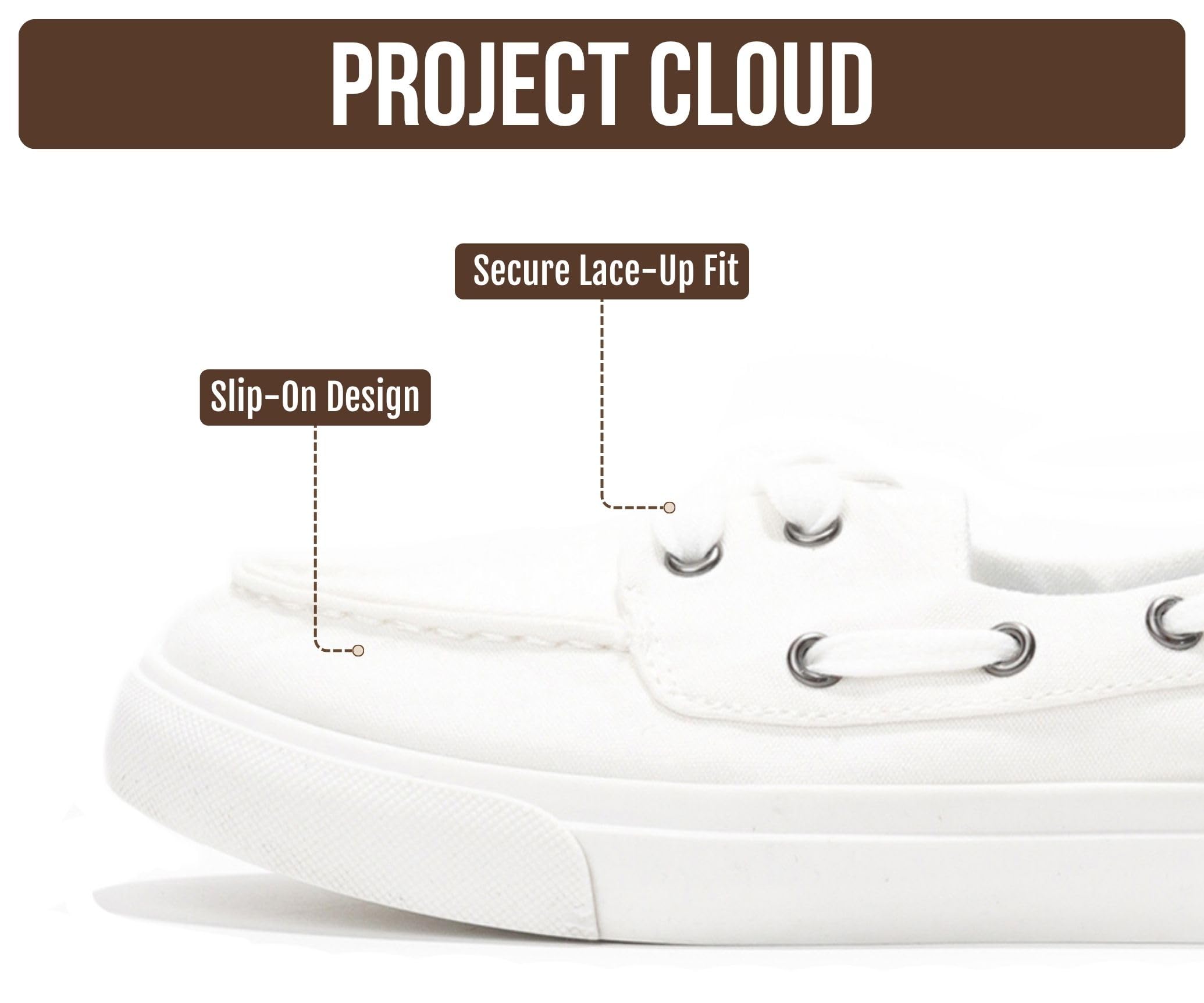 Project Cloud Canvas Sneakers for Women - Memory Foam Slip On Shoes Women Footwear - Lightweight and Non Slip Fashion Sneakers (Seasalt, Whit, 8.5) White