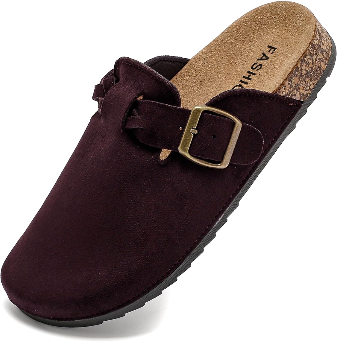 Women's Suede Clogs with Cork Footbed and Arch Support