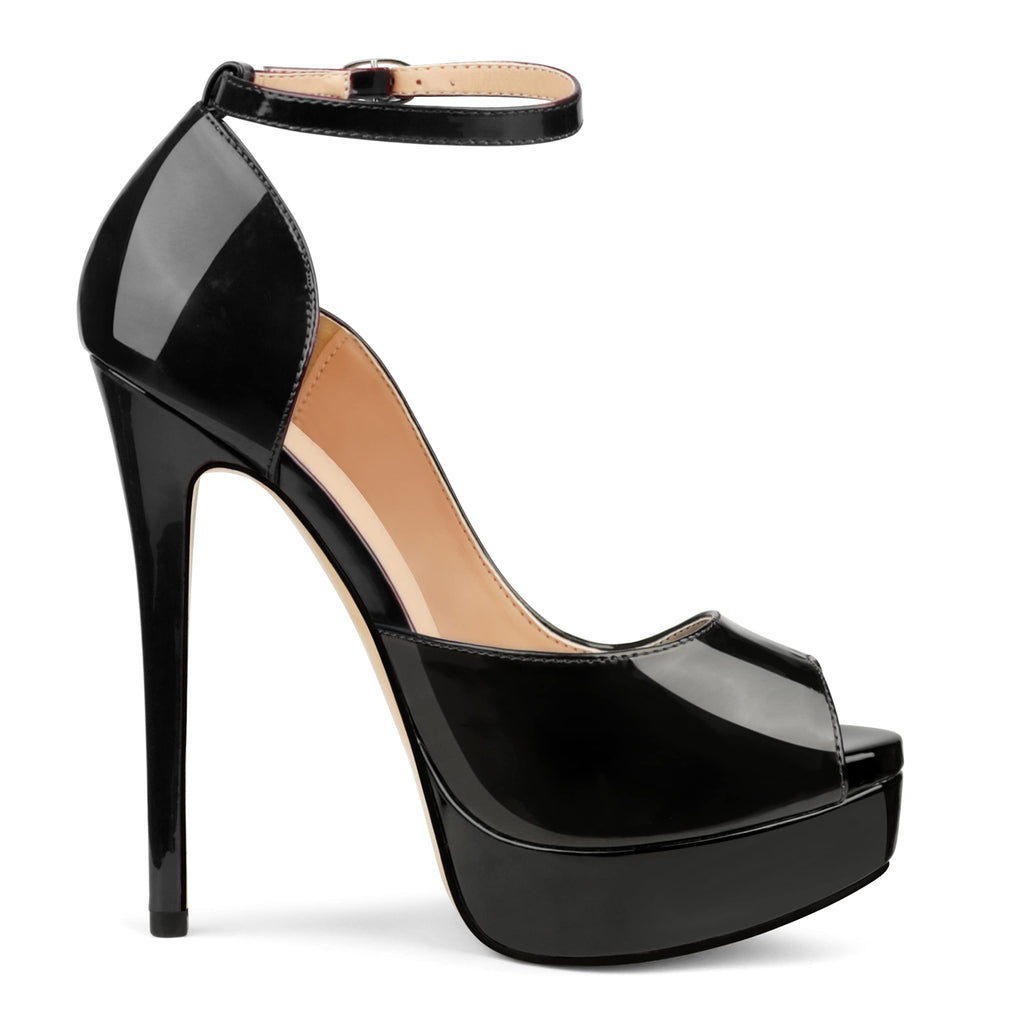 MERUMOTE Women's Peep-Toe Platform Stiletto Pumps