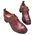 BMLDCWSE Loafers for Women Genuine Leather Medium High Heel Women's Shoes Round Goose Head Design for Work and Commuting